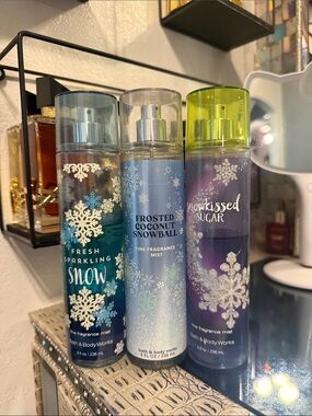 Bath & Body Works Winter Fragrance Mist Trio – Teal, Light Blue, Purple